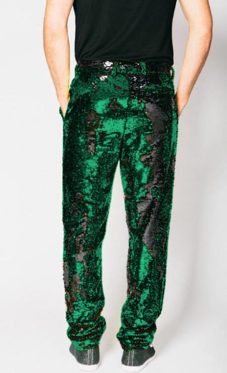 emerald green dress pants men's Emerald Green Wide Leg Trousers