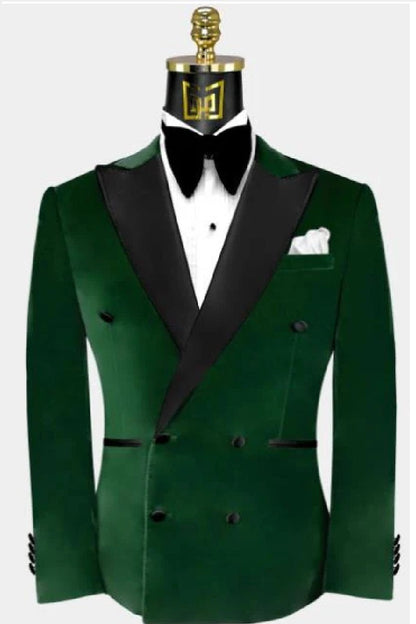 Double Breasted Dinner Jacket - Velvet Tuxedo Dinner Jacket In Emerald Green
