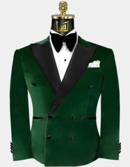 Double Breasted Tuxedo - Velvet Tuxedo Dinner Jacket In Black - Navy - Emerald Green - Burgundy - Men's Tuxedo USA