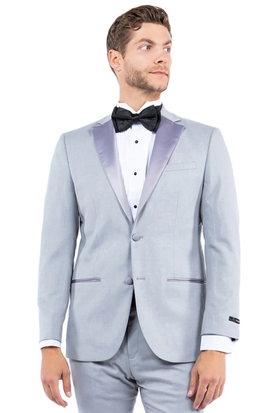Men's Designer Grenada 2 Button Peak Lapel Tuxedo Suit in Light Grey by Dingo main image 0