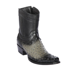 Los Altos Grey Ostrich Low Shaft European Square Toe Menƒ??s Boot