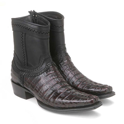 Los Altos Black Cherry Caiman Tail Low Shaft European Square Toe Menƒ??s Boot