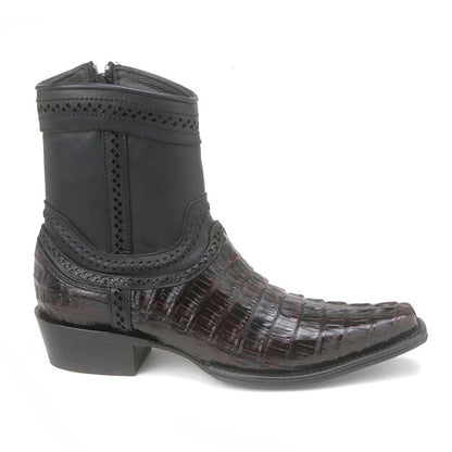 Los Altos Black Cherry Caiman Tail Low Shaft European Square Toe Menƒ??s Boot