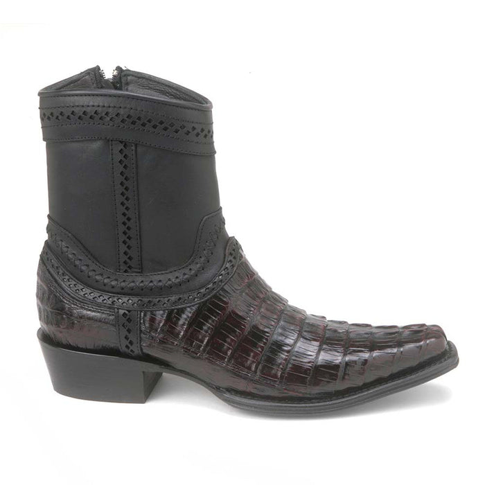 Los Altos Black Cherry Caiman Tail Low Shaft European Square Toe Menƒ??s Boot