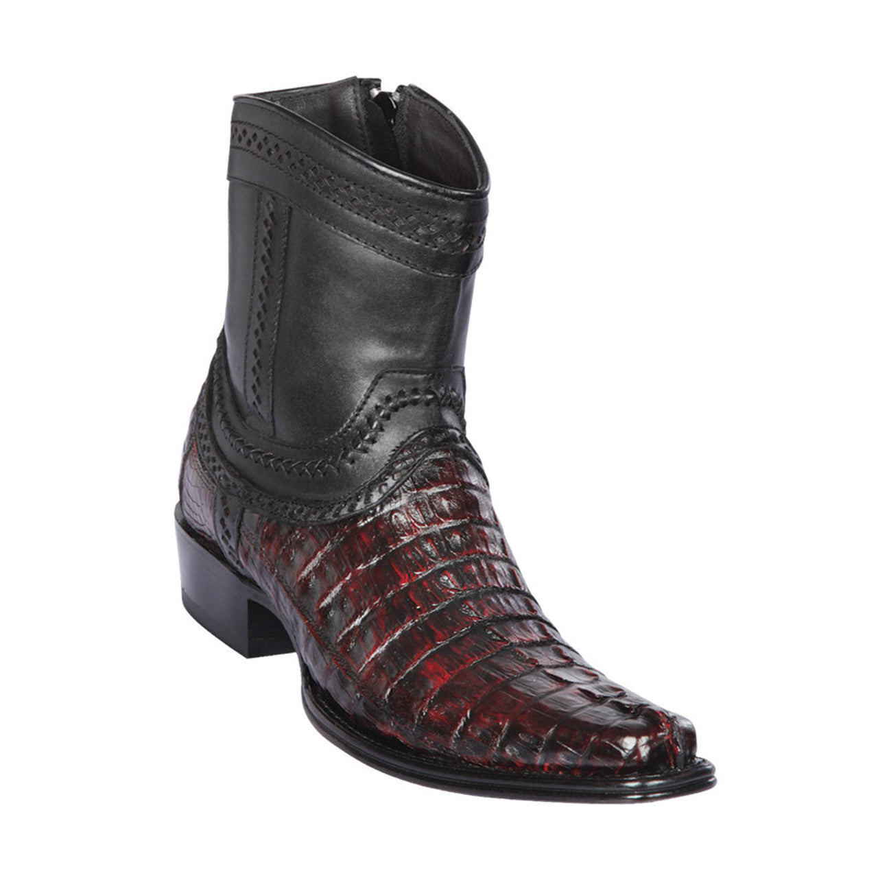 Los Altos Black Cherry Caiman Tail Low Shaft European Square Toe Menƒ??s Boot