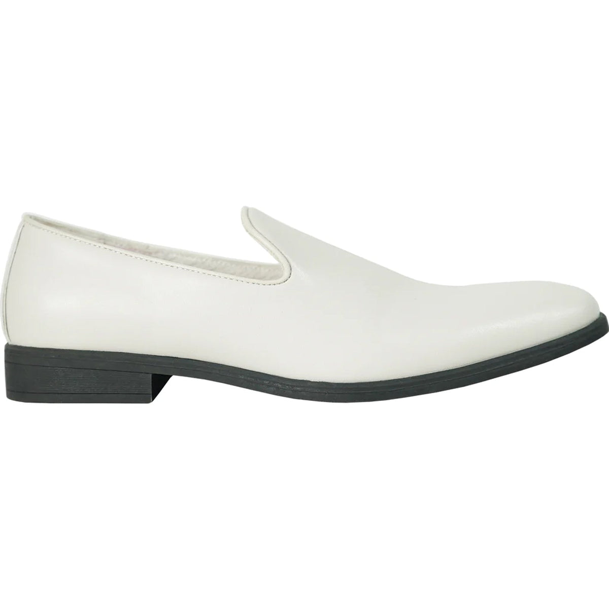 Bravo Mens Classic Plain Toe Slip on Loafer Dress Shoe in Ivory