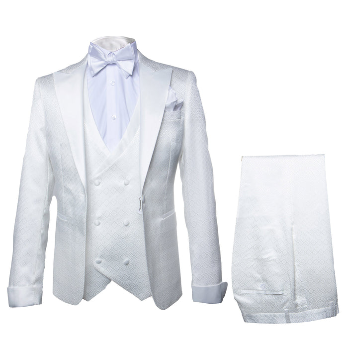 Rossi Man FORD RM1911 ?? Slim Fit White 3-Piece Suit for Men | Elegant Modern Formalwear