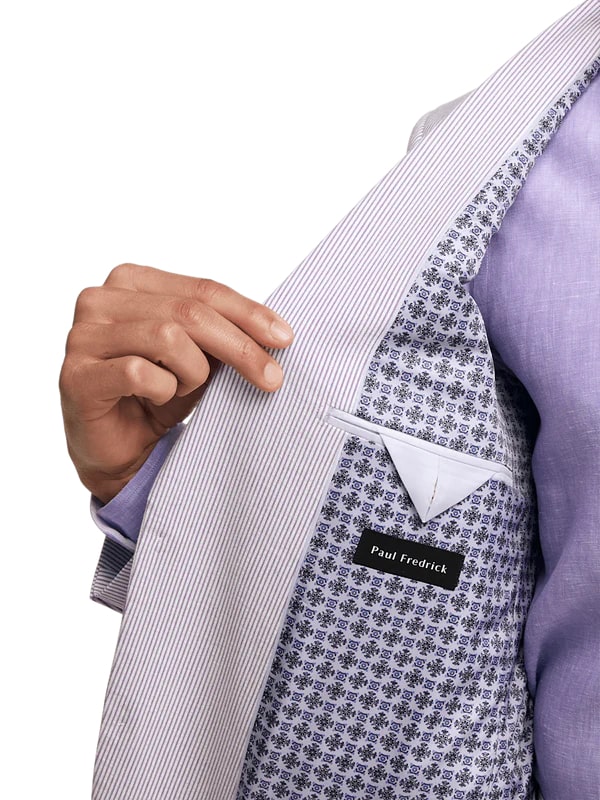 Mens Lavender Seersucker Suit Blazer  Pants Cotton Fabric - Summer Fabric in Purple color