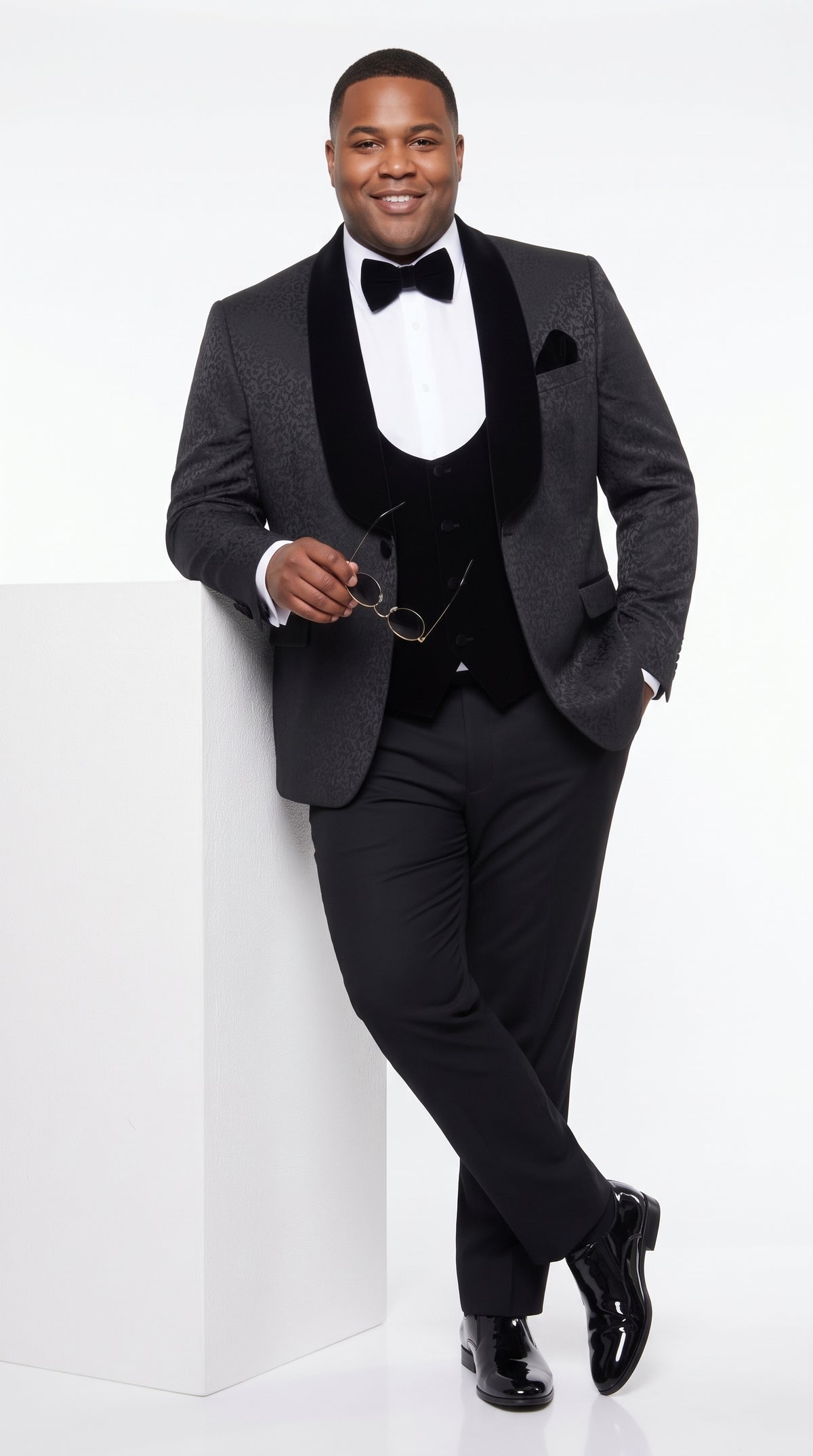 Rossi Men’s Classic 3 Piece Smoking Style Tuxedo Suit, Formal Wedding Prom Eveningwear Suit