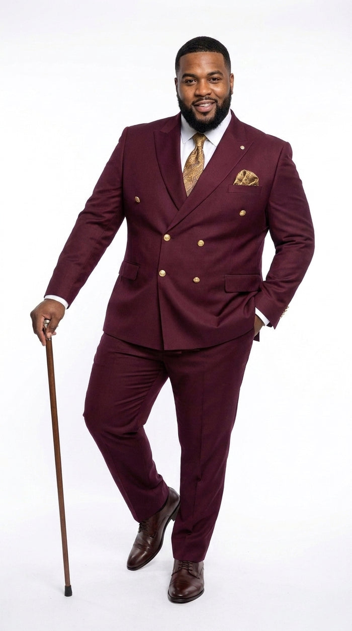Men’s Burgundy Double Breasted Suit with Gold Buttons, Formal Wedding Prom Dress Suit