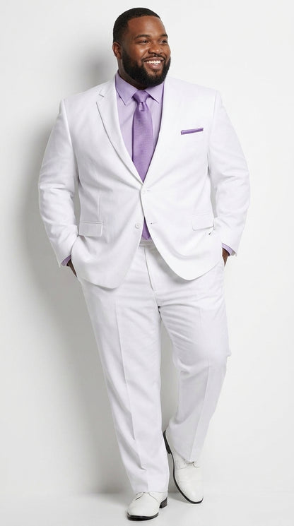 Men’s White Two-Button Poplin Suit – Modern Wedding, Prom and Formal Suit