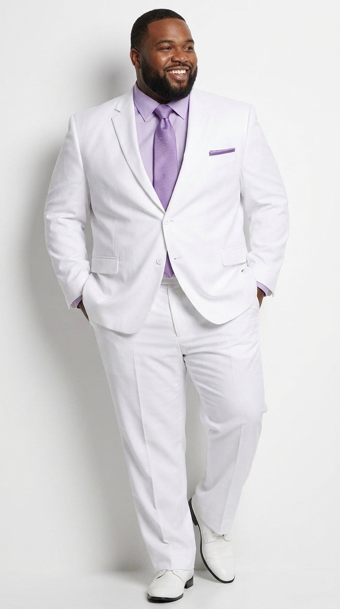 Men’s White Two-Button Poplin Suit – Modern Wedding, Prom and Formal Suit