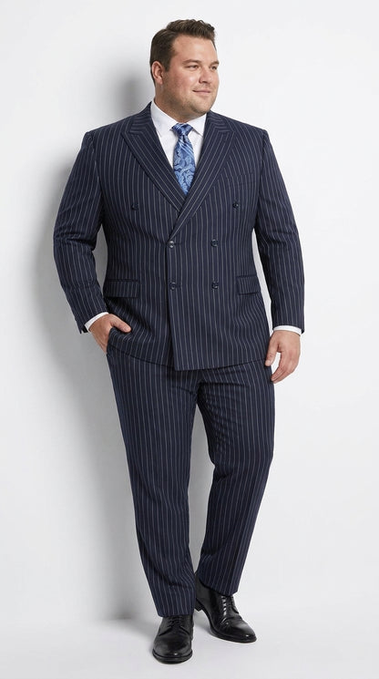 Men’s Navy Pinstripe Double-Breasted Suit – 1920s Gangster Wedding, Gatsby and Formal Suit