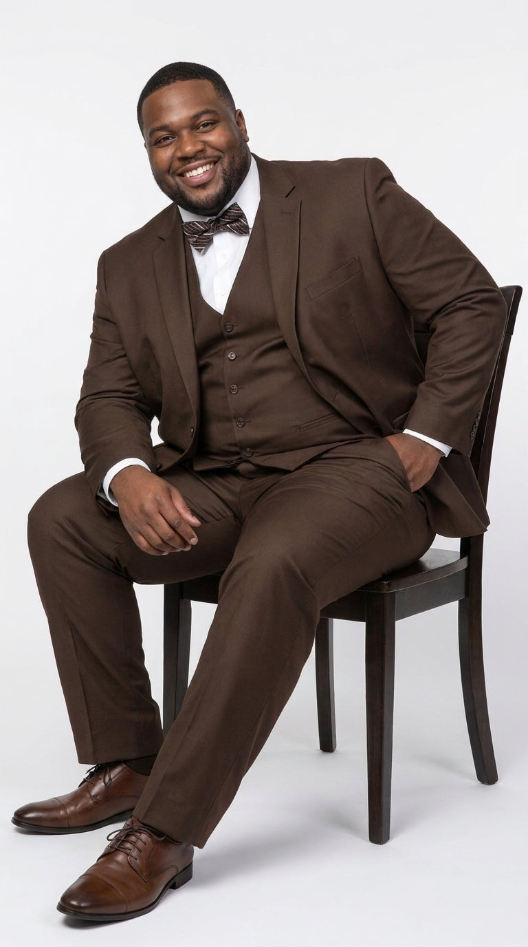 Men’s Brown 3-Piece Suit – Two-Button Wedding, Business and Formal Suit with Matching Vest