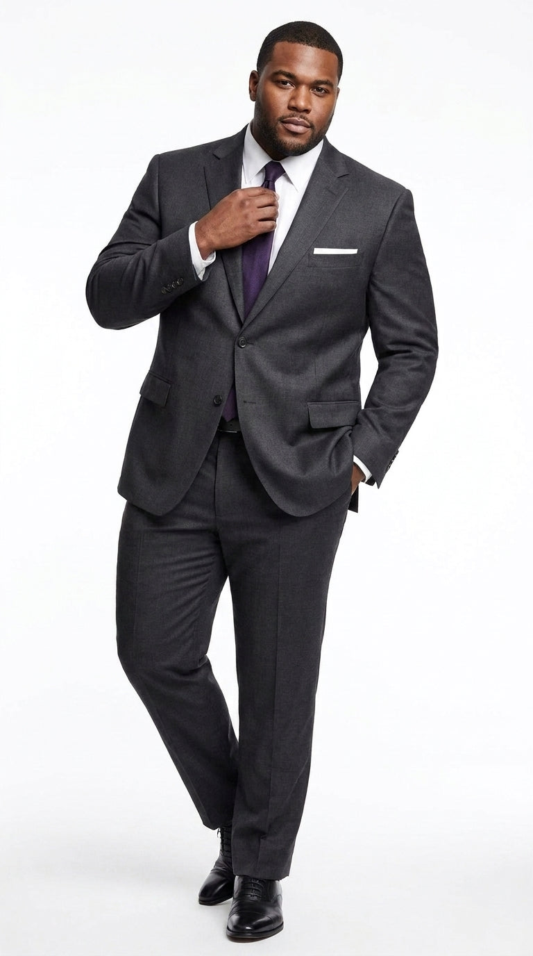 Men’s Charcoal Grey Don Draper Inspired Suit, Solid Formal Wedding Business Dress Suit