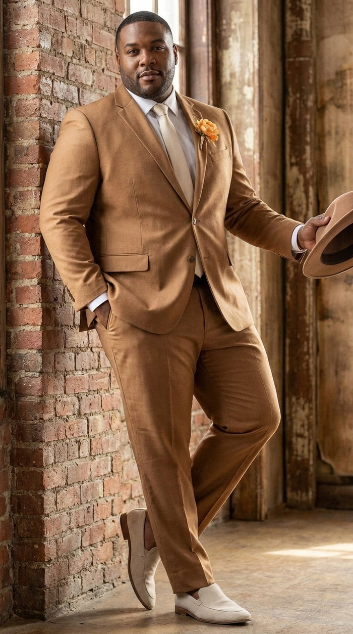 Men’s Rust Brown 2-Piece Wedding Suit – Modern Groom Suit for Fall, Outdoor and Formal Events