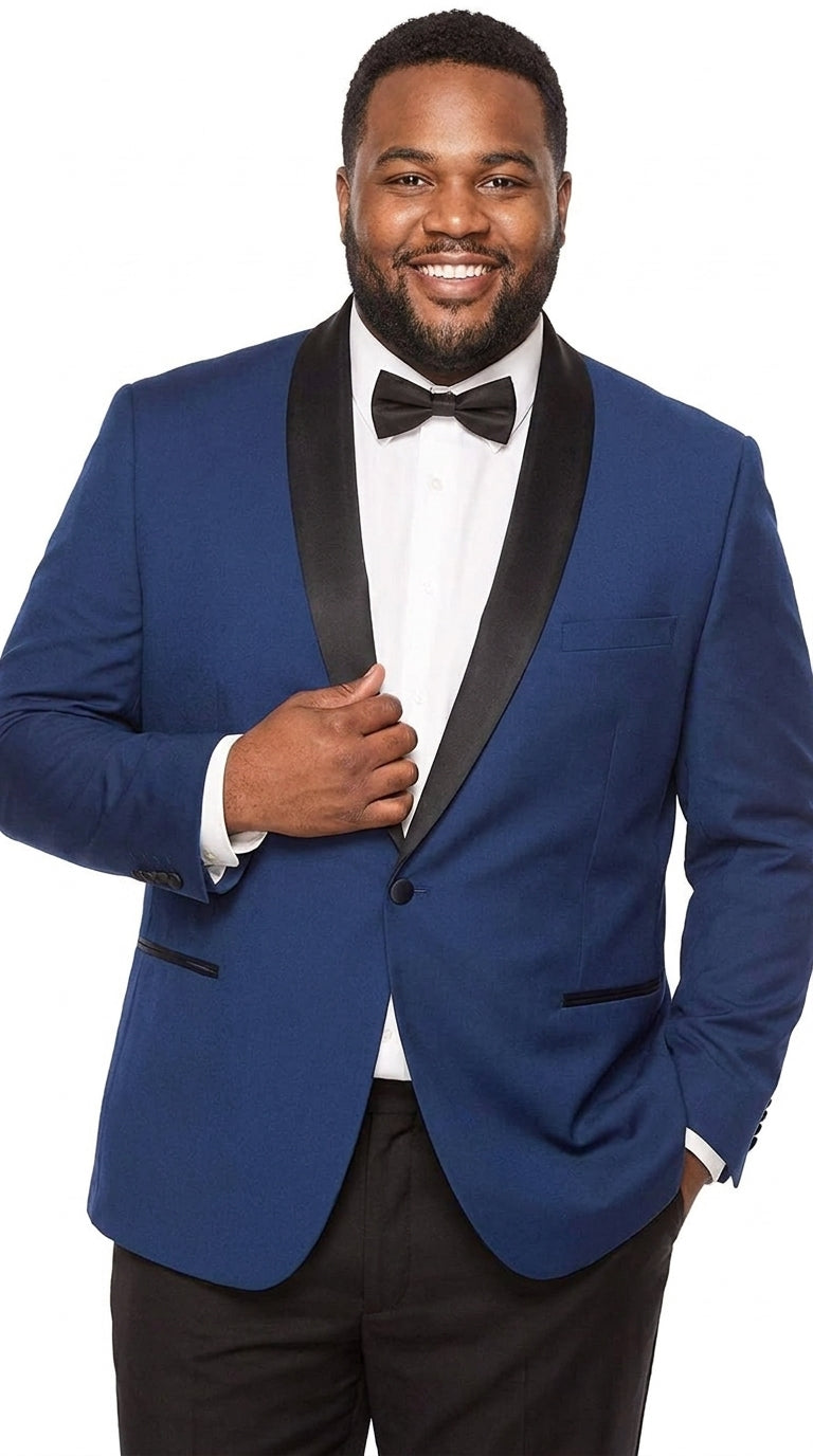 Men’s Royal Blue Dinner Jacket with Black Shawl Lapel – 1 Button Tuxedo Blazer