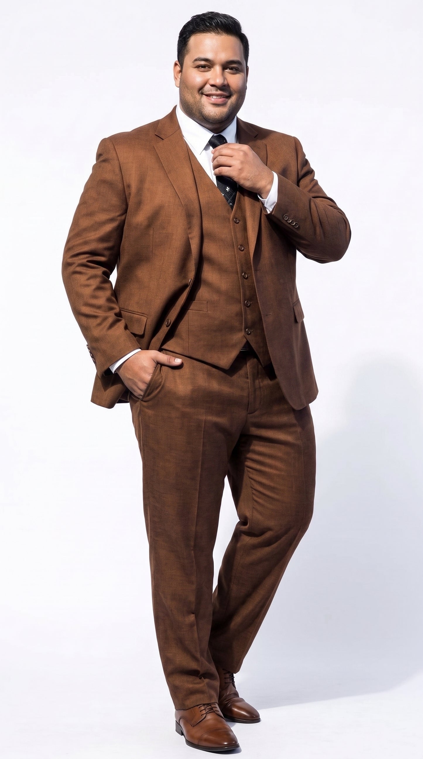 Men’s Cognac Ryan Gosling La La Land Inspired Vested Suit, 3 Piece Formal Wedding Prom Suit