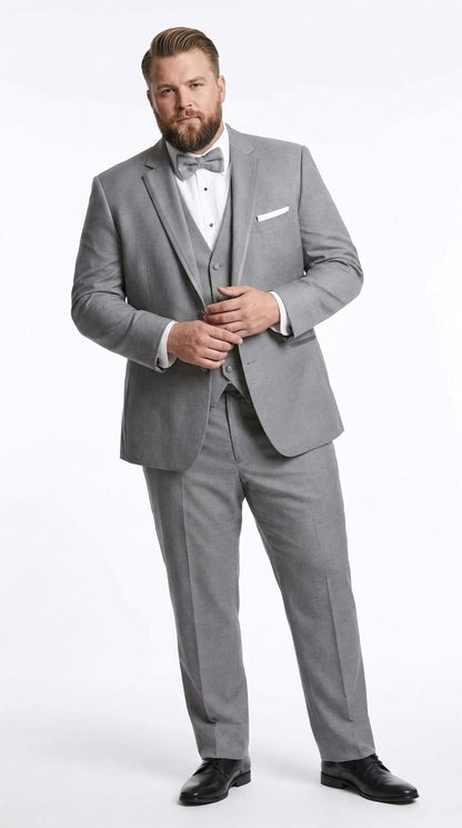 Men’s Light Grey Wedding Tuxedo Suit, Designer Formal Prom Groom Suit with Satin Trim