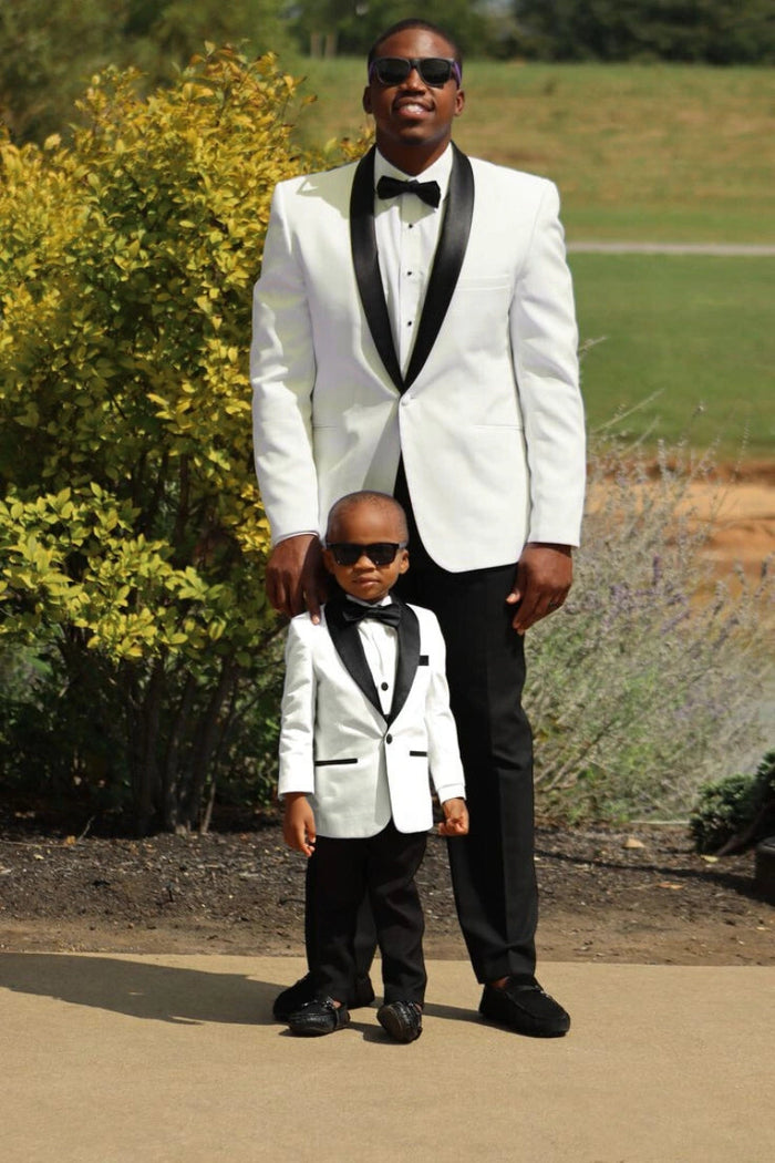 White Tuxedo Suit For Father & Son Perfect For Wedding Events & Parties