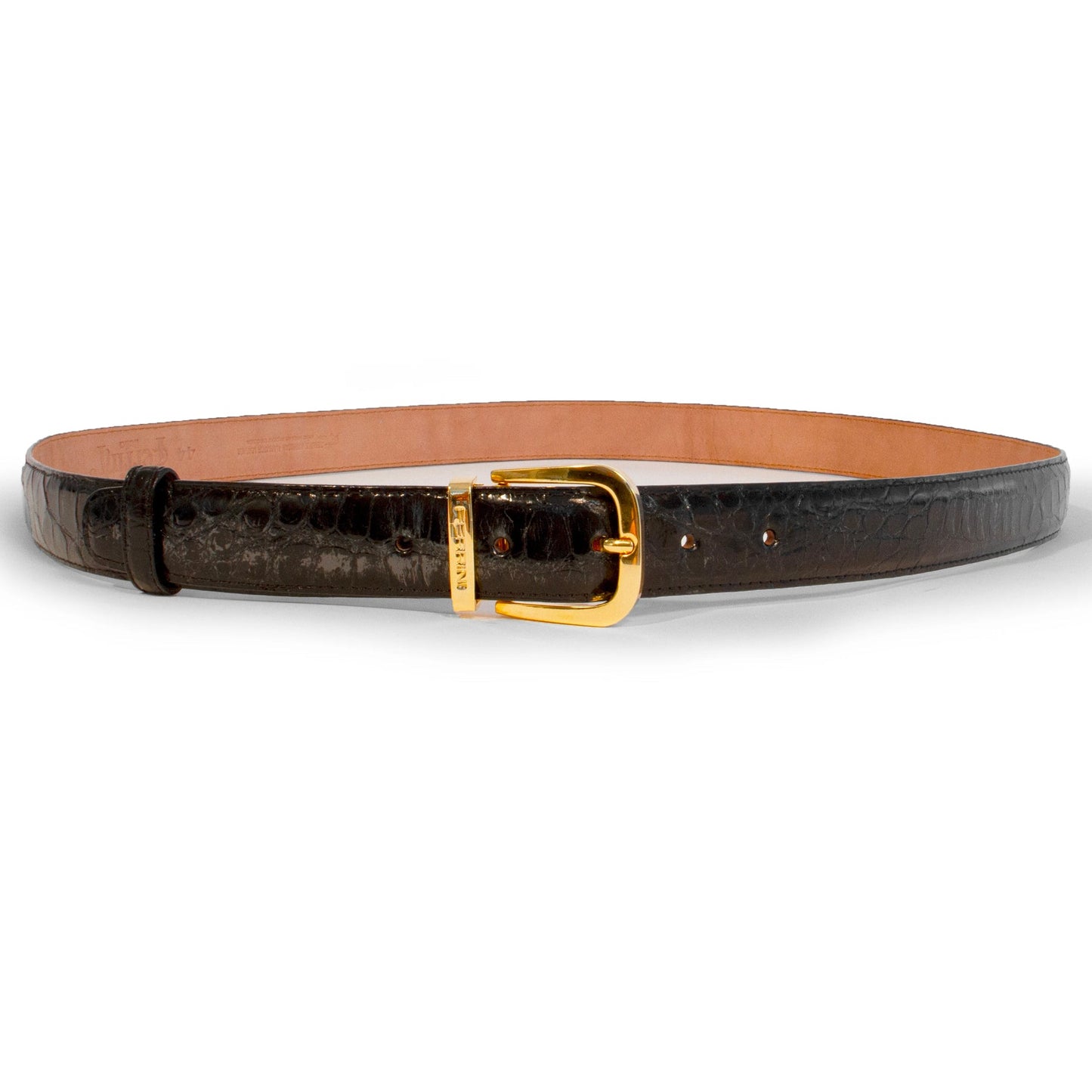Mens Ferrini 1¼" Alligator Dress Belt in Brown