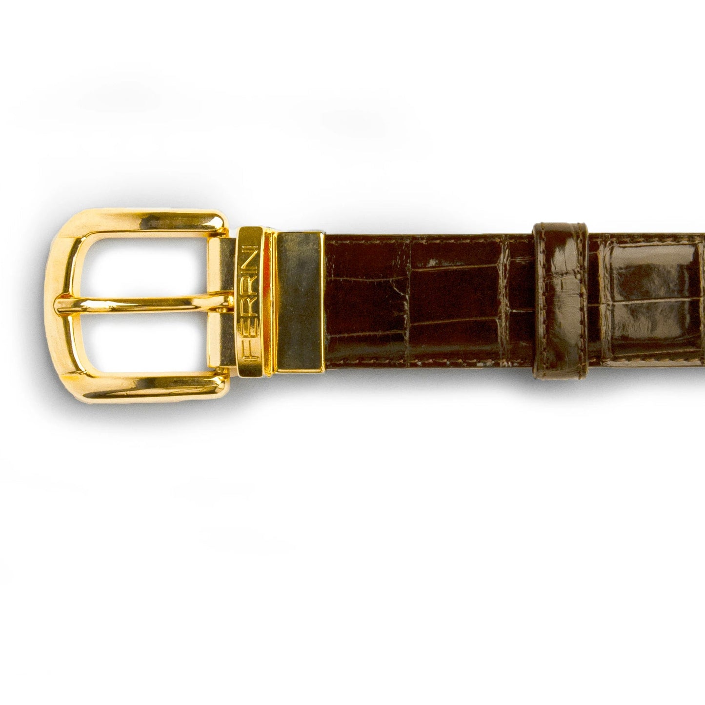 Mens Ferrini 1¼" Alligator Dress Belt in Brown