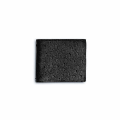 Mens Full Ostrich Quill Billfold Wallet in Black