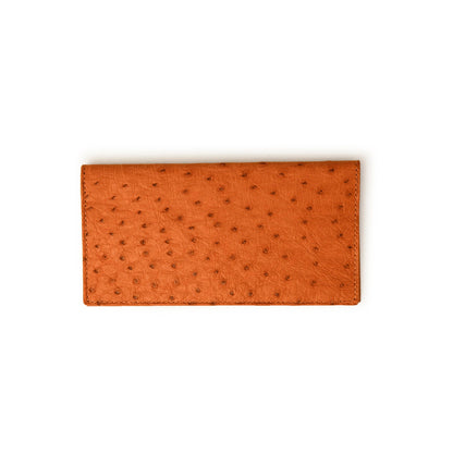 Full Ostrich Quill Checkbook Holder in Cognac