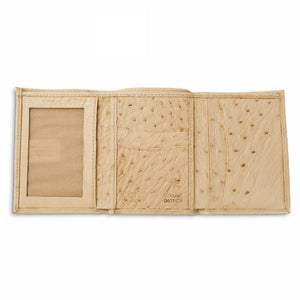 Mens Smooth Ostrich Trifold Wallet in White