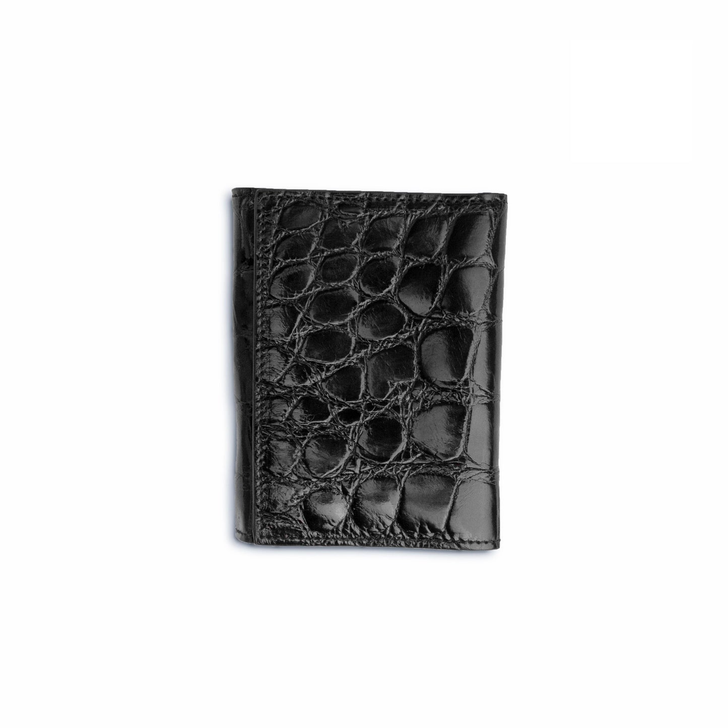 Mens Alligator Trifold Wallet in Black