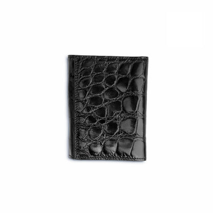 Mens Alligator Trifold Wallet in Black