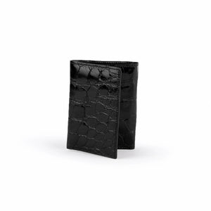 Mens Alligator Trifold Wallet in Black