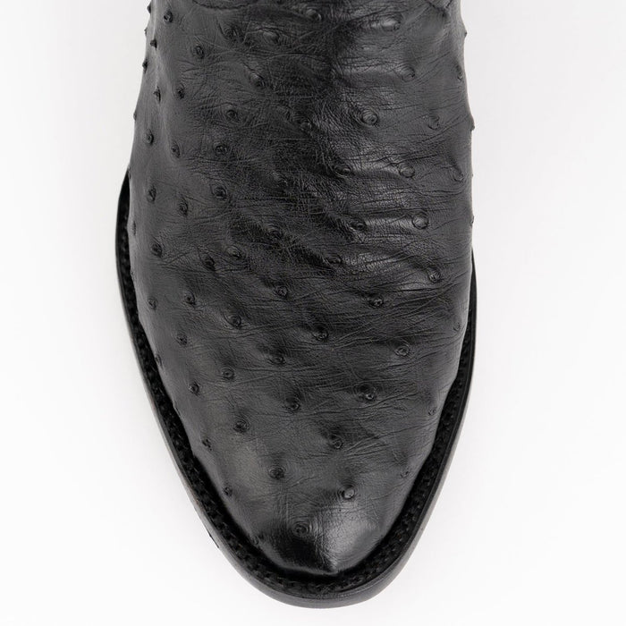 Ferinni Boot - Mens Dress Cowboy Boot  - Ferrini Men's Colt Full Quill Ostrich Boots Handcrafted - Black   in Black