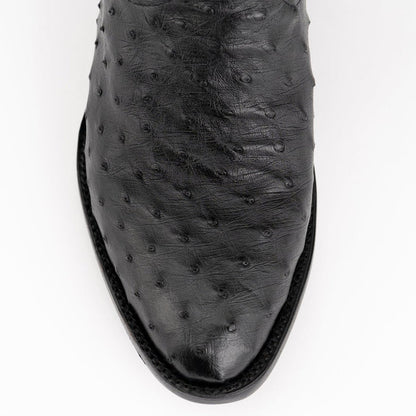 Ferinni Boot - Mens Dress Cowboy Boot  - Ferrini Men's Colt Full Quill Ostrich Boots Handcrafted - Black   in Black