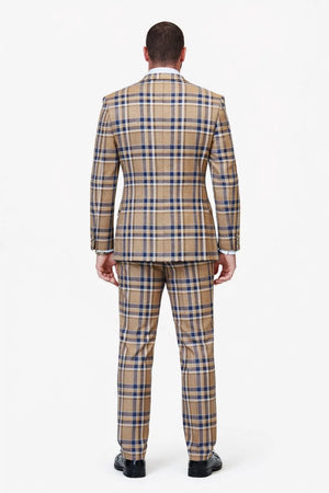 Statement Men’s 100% Wool 3-Piece Suit – Vibrant Color Contrast Modern Fit