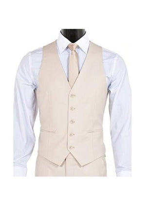 Men's Slim Fit 5 Button Vest Light Tan