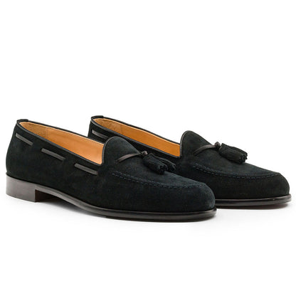 Zelli Franco Italian Sueded Goatskin Tassel Loafer in Black