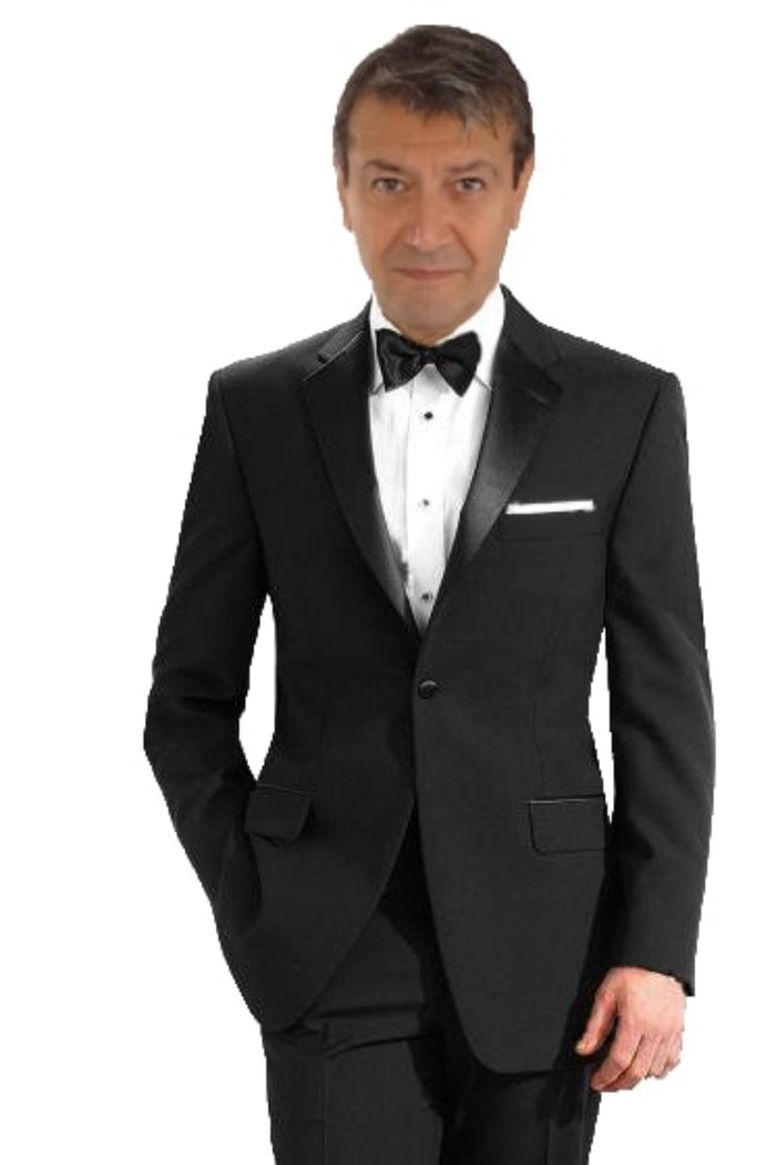 2-button Black Tuxedo Wool
