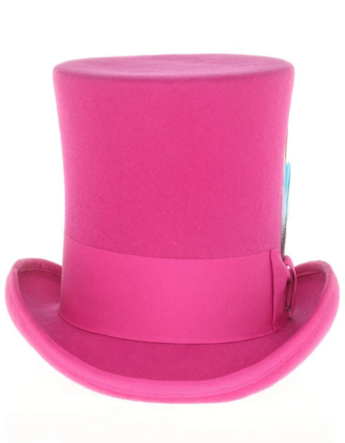 Fuchsia Dress Hat 1920s - Men's Tall 100% Wool Dress Top Hat in Hot Pink Fuchsia
