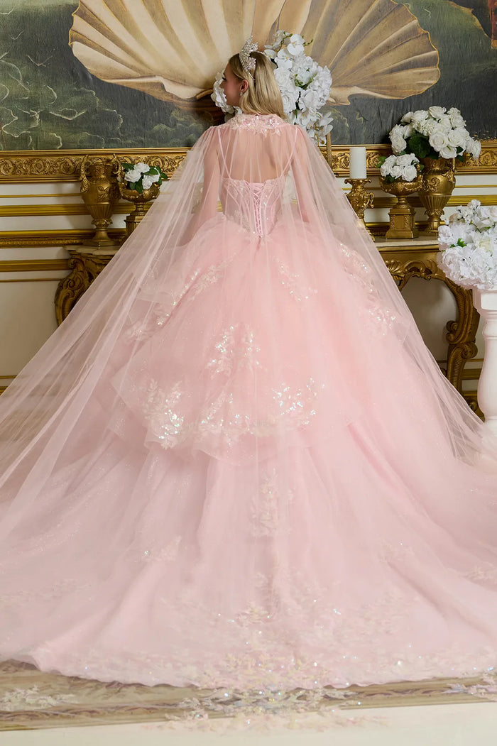 Sleeveless Cape Ball Gown by Elizabeth KGL3645