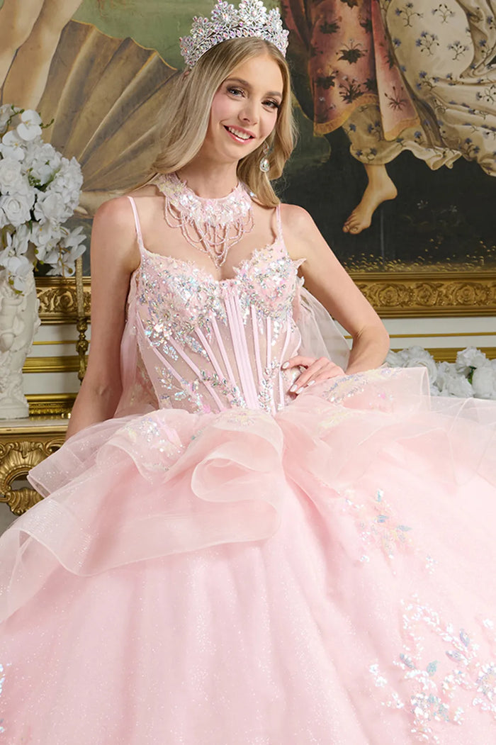 Sleeveless Cape Ball Gown by Elizabeth KGL3645