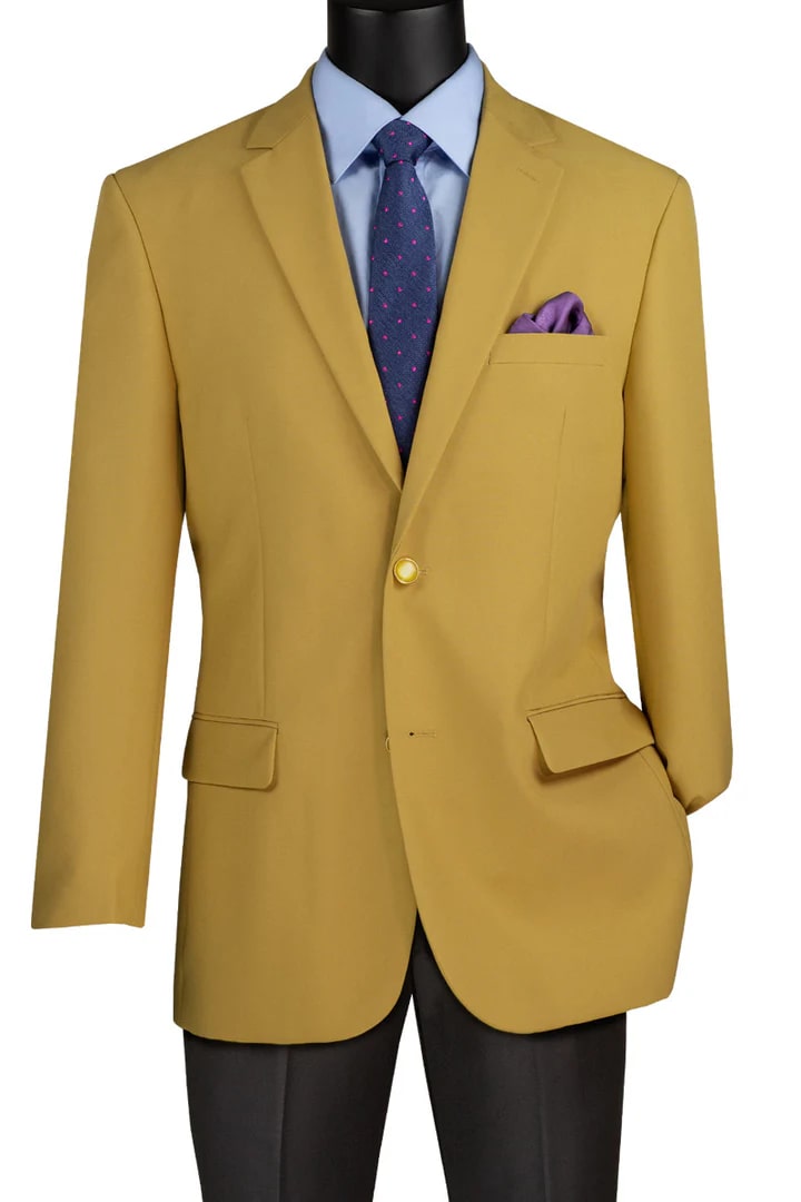 Mens Blazer - Cheap Priced Mens Sport Coat -Mens Classic Fit Poplin Club Sport Coat Blazer In Gold - Men's Tuxedo USA