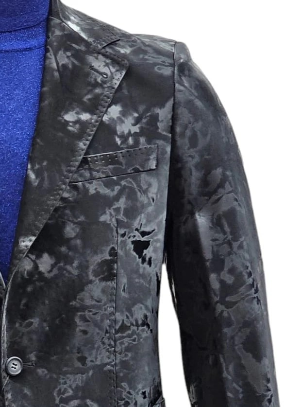 Camouflage Design Two Piece Slim Fit Suit Black