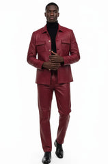 two-piece-slim-fit-faux-leather-casual-suit-burgundy