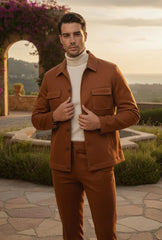 mens-two-piece-slim-fit-faux-leather-casual-suit-brown