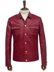 two-piece-slim-fit-faux-leather-casual-suit-burgundy