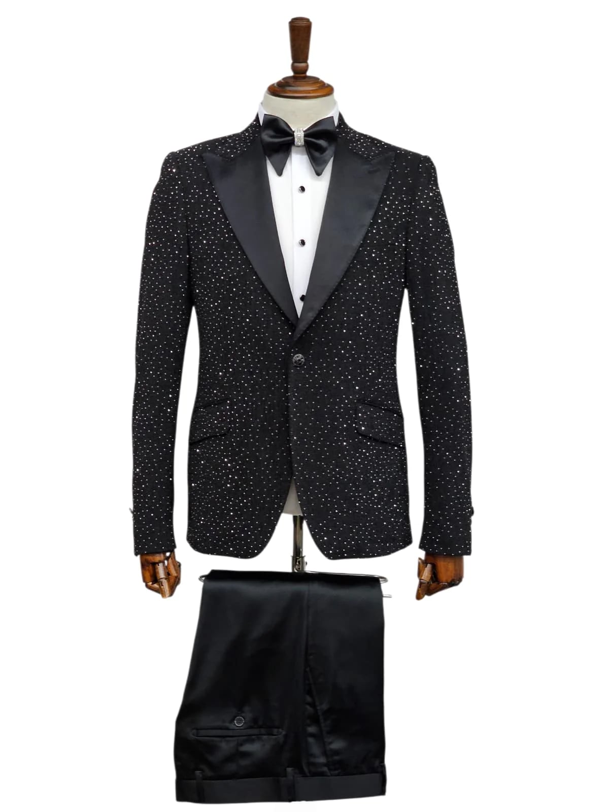 Black Sequin Tuxedo Blazer
