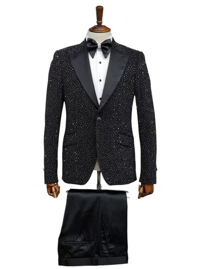 Black Sequin Tuxedo Blazer