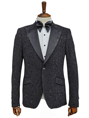 Black Sequin Tuxedo Blazer