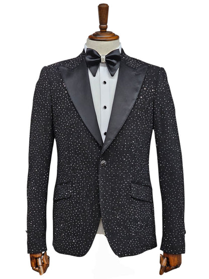 Black Sequin Tuxedo Blazer